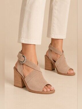MARC FISHER LTD Vega Block Heel Taupe Sandals